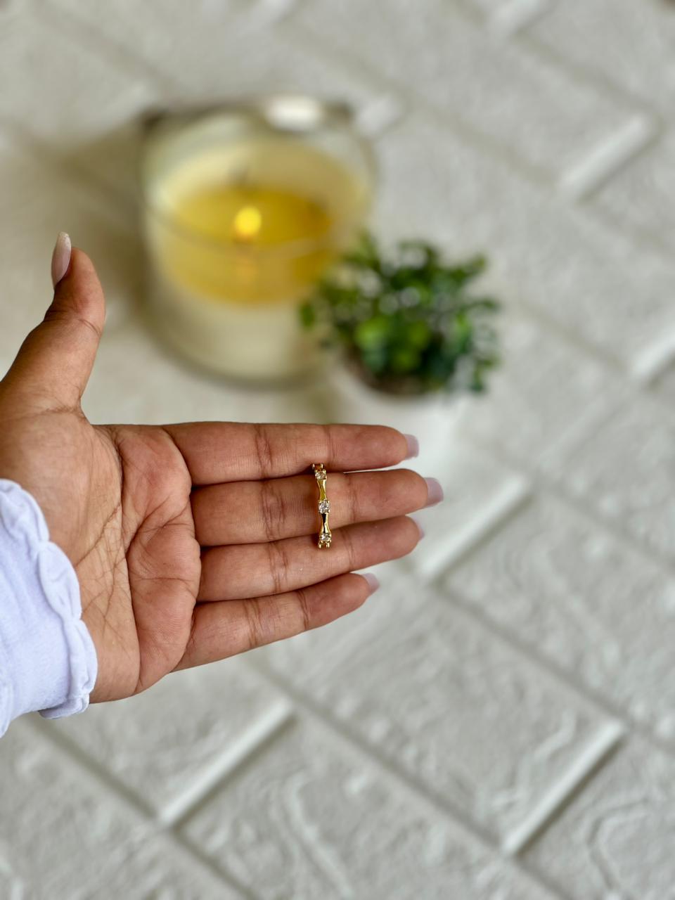 Minimal Crystal Bar Ring - Premium