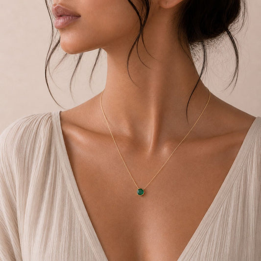 Emerald Solitaire Necklace