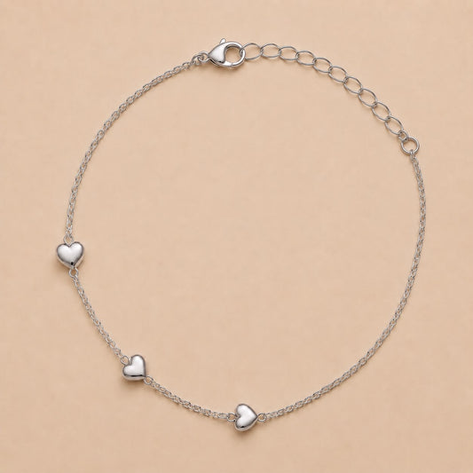 Trio Hearts Bracelet (Silver)