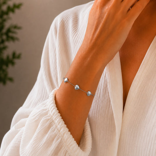 Trio Hearts Bracelet (Silver)