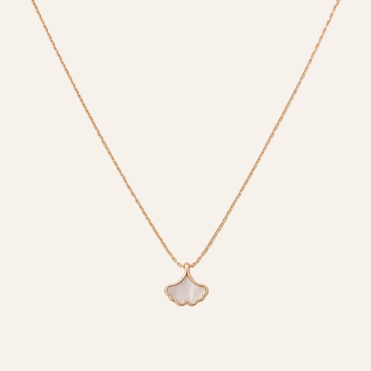 Luna Ginkgo Necklace (Rose Gold)