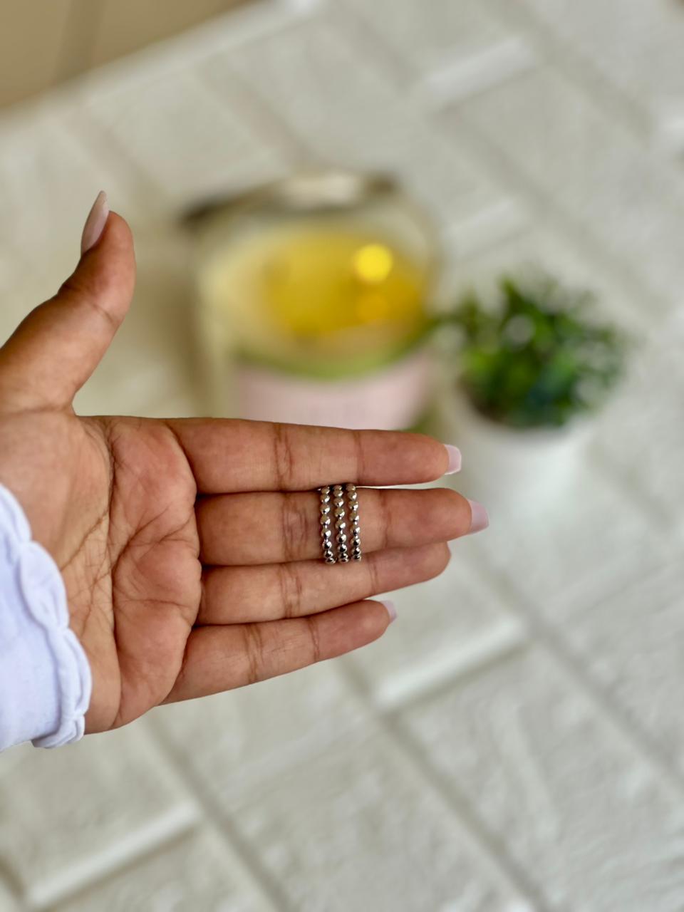 Triple Beaded Ring - Silver