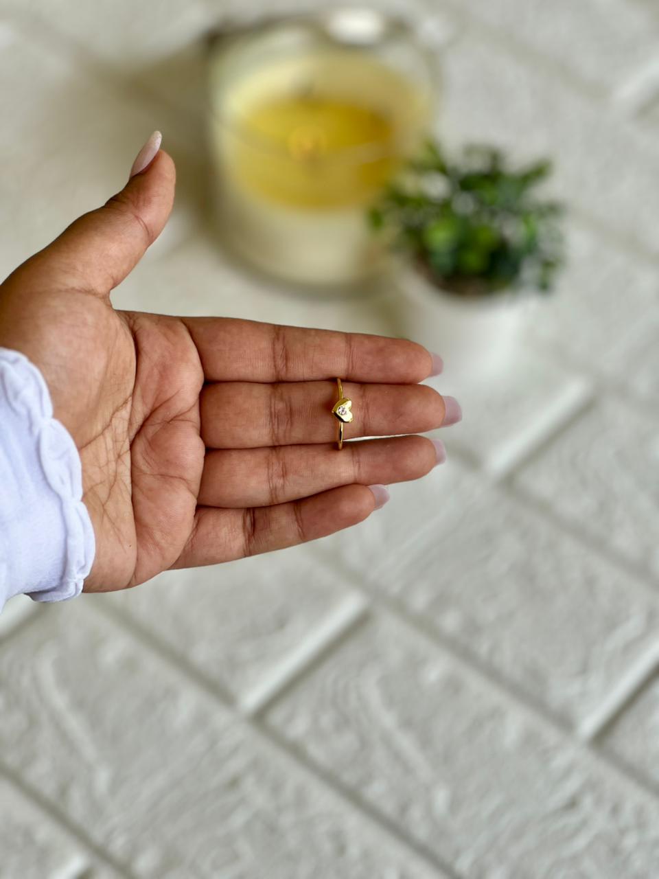 Tiny Crystal Heart Ring - Premium