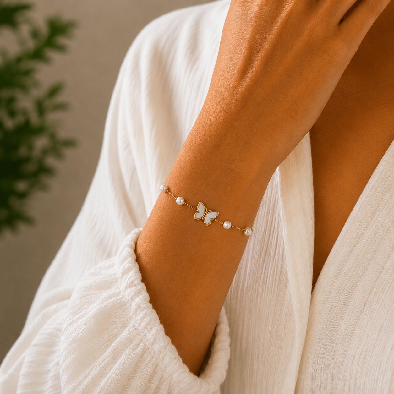 Butterfly Pearl Bracelet