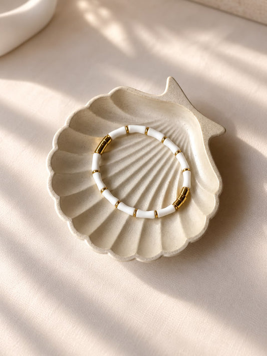 White Bamboo Bangle Bracelet(Thin Wrist)